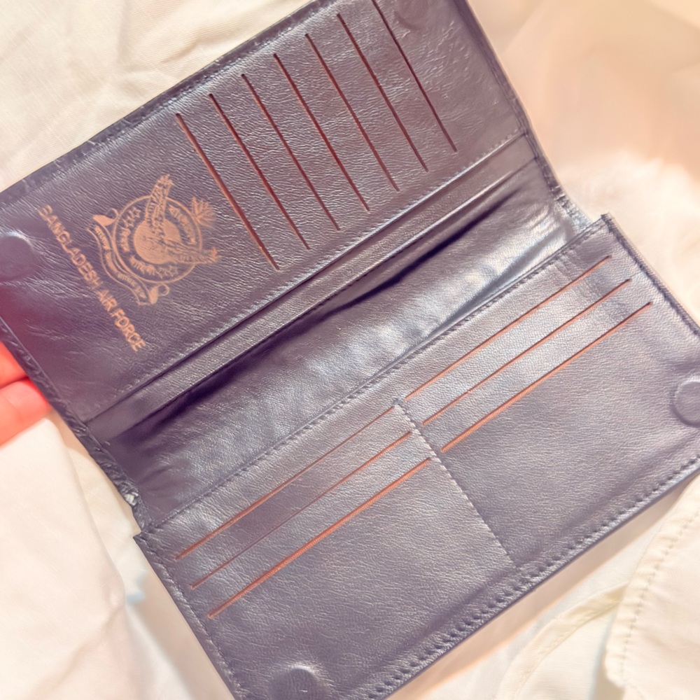 Bangladesh Air Force Black faux Leather Bifold Wallet Crocodile Embossed NEW